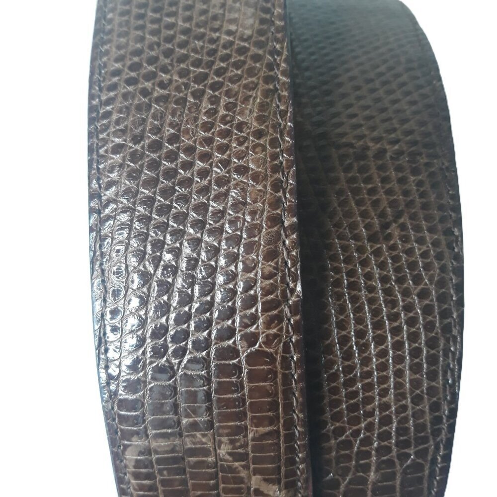 Brown Belt Lizard Leather Sz 42 Classic Old Money Neutral Max Lang
